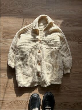 Cozy Cream Button-Front Knit Cardigan Sweater